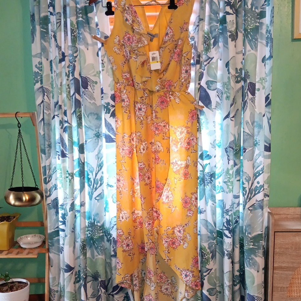 NWT Bailey Blue Sunny Yellow Floral Dress Size Medium